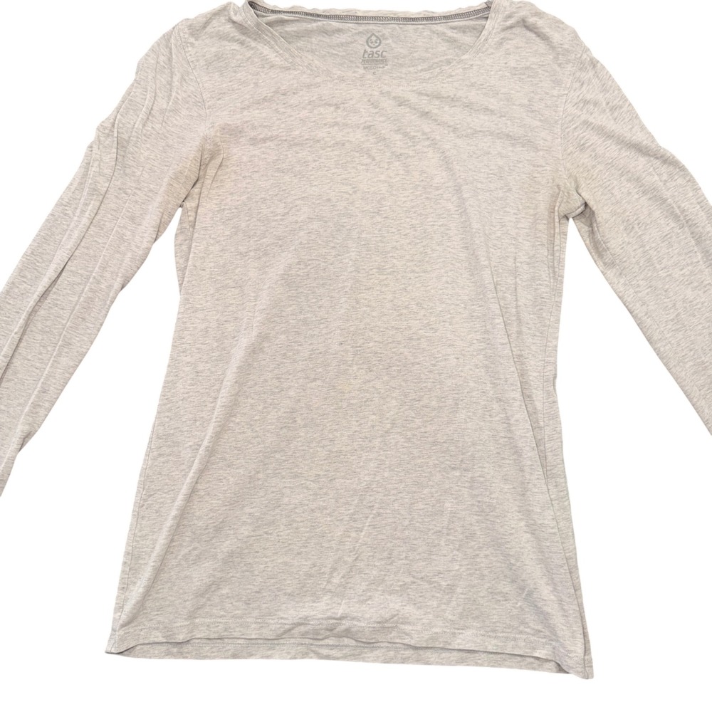 tasc Performance Women Gray MOSOtech Bamboo Long Sleeve Crew Neck Top Size S